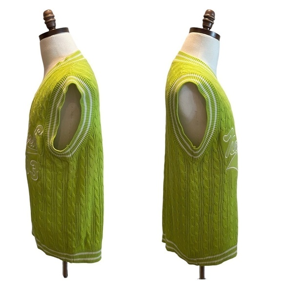 DELF USA Sweater Vest Bright Neon Green Size XLarge New York 03 Vintage Hip Hop - Picture 3 of 11